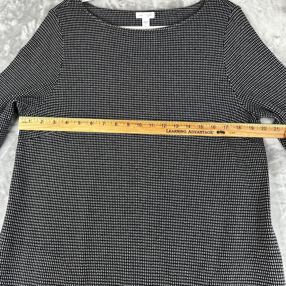 J. Jill Ponte Knit Dress Women's Medium Black‎ White Print Pockets (0991) - Picture 9 of 10